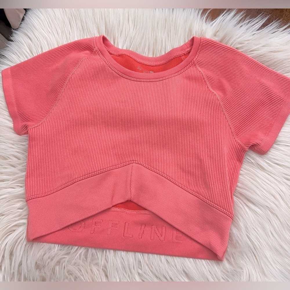 Offline by Aerie Ribbed Crop Top – Size Medium – Coral/Peachy Pink